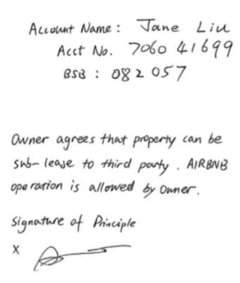 Tenancy agreement referencing Airbnb for Unit 2901